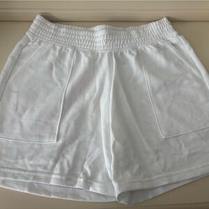 Divided White Athletic Shorts with Elastic Waistband